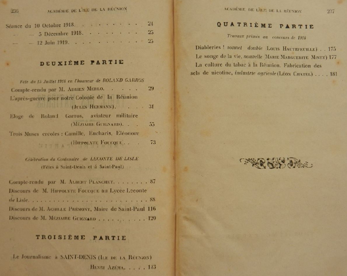 Table des matières (2) du Bulletin 1915-1919