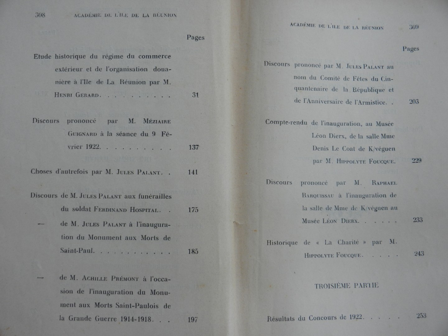 Sommaire 3 Bulletin de l'Académie de l'île de La Réunion 1922