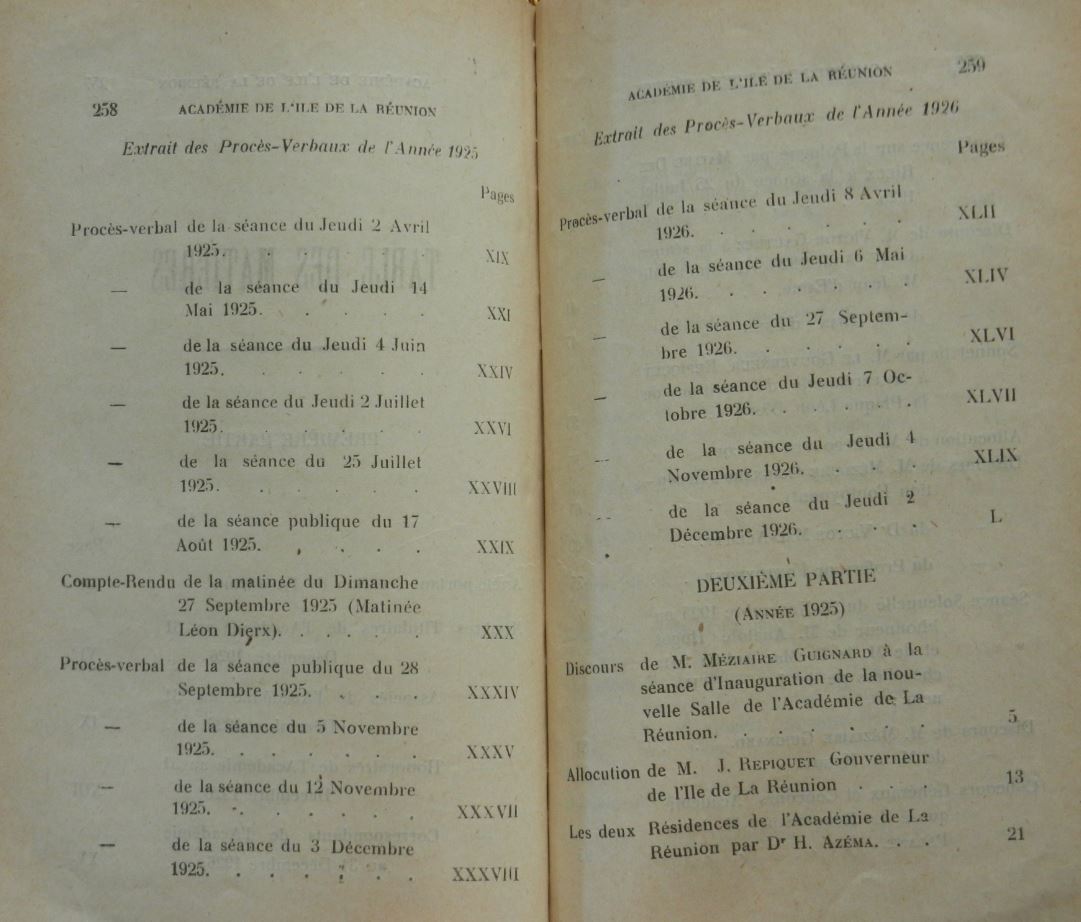 Sommaire bulletin de l'Académie de l'île de La Réunion 1925-1926 (2)