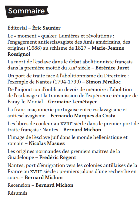 Abolition et antiesclavagisme du XVIIe au XIXe siècle